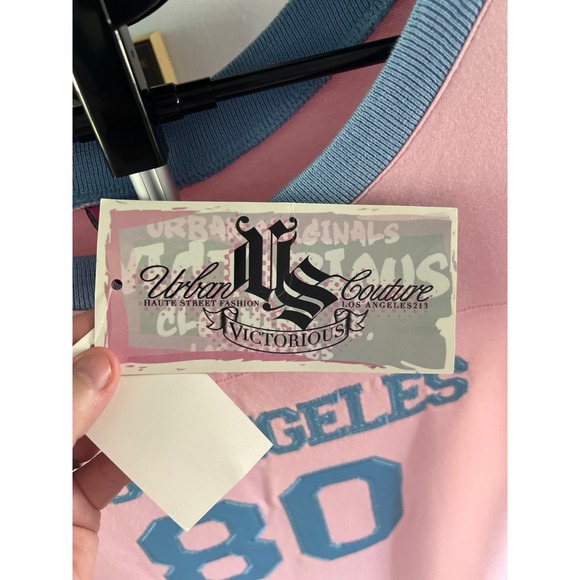 NWT Victorious Women's Y2K Jersey style‎ Pink "Los Angeles" dress size XL - Picture 9 of 11